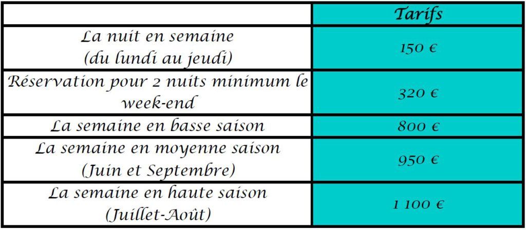 tarifs 2020 les bulles d'emeraude
